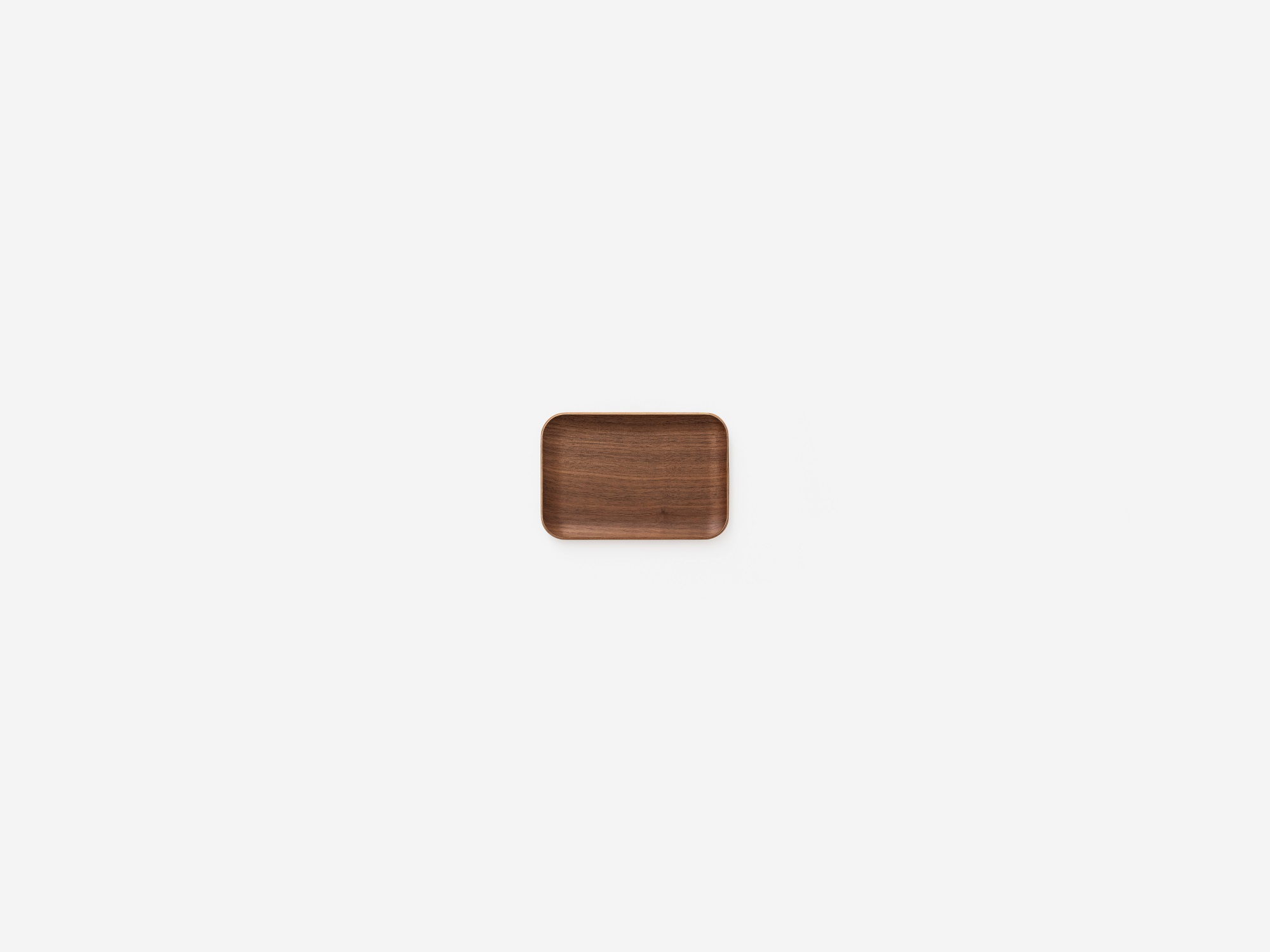 Small rectangular walnut serving tray top view